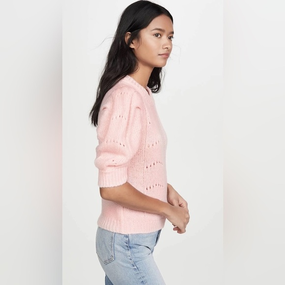 English Factory Short Puff Pleated Sleeve Sweater Chunky Knit Pale Pink Size XS - Picture 10 of 12